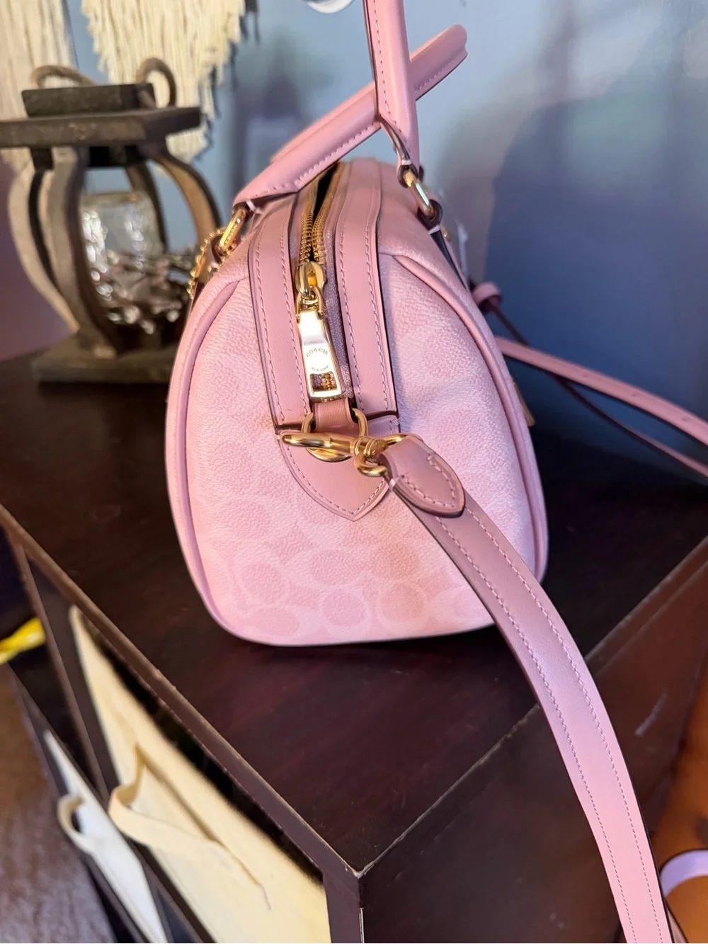 Coach Pink Signature Satchel and Matching Wristlet Set